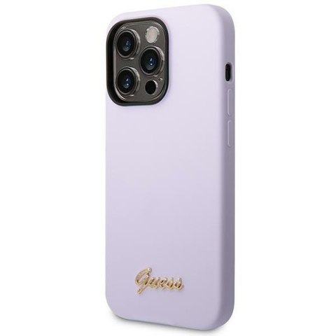 Guess GUHCP14LSLSMU i Phone 14 Pro 6,1" fioletowy/purple hard case Silicone Vintage Gold Logo
