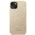 Guess GUHCP14MHGGSHD i Phone 14 Plus / 15 Plus 6.7" złoty/gold hard case Glitter Script