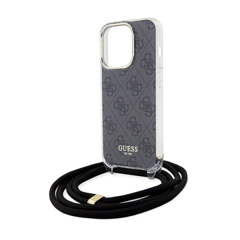 Guess GUHCP15XHC4SEK i Phone 15 Pro Max 6.7" czarny/black hardcase Crossbody Cord 4G Print