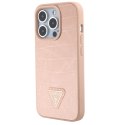 Guess GUHCP15XPCRTHCP i Phone 15 Pro Max różowy/pink hardcase Croco Triangle Metal Logo