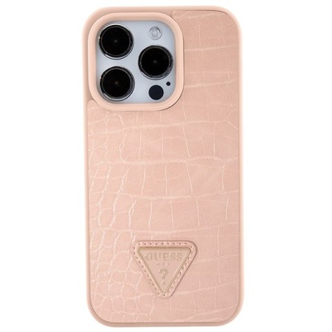Guess GUHCP15XPCRTHCP i Phone 15 Pro Max różowy/pink hardcase Croco Triangle Metal Logo
