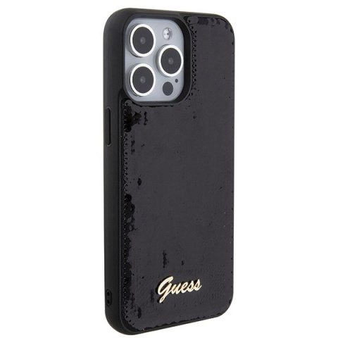 Guess GUHCP15XPSFDGSK i Phone 15 Pro Max 6.7" czarny/black hardcase Sequin Script Metal