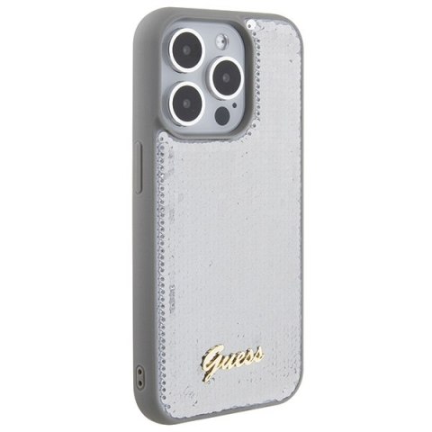 Guess GUHCP15XPSFDGSS i Phone 15 Pro Max 6.7" srebrny/silver hardcase Sequin Script Metal