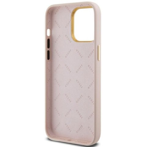 Guess GUHCP15XSMBSLP i Phone 15 Pro Max 6.7" różowy/pink hardcase Silicone Script Metal Logo & Frame