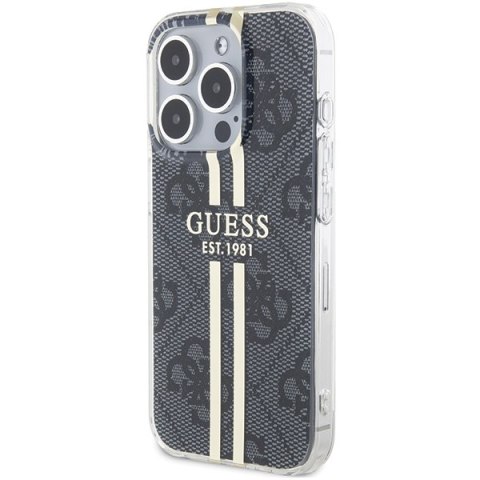 Guess GUHCP15LH4PSEGK i Phone 15 Pro 6.1" czarny/black hardcase IML 4G Gold Stripe