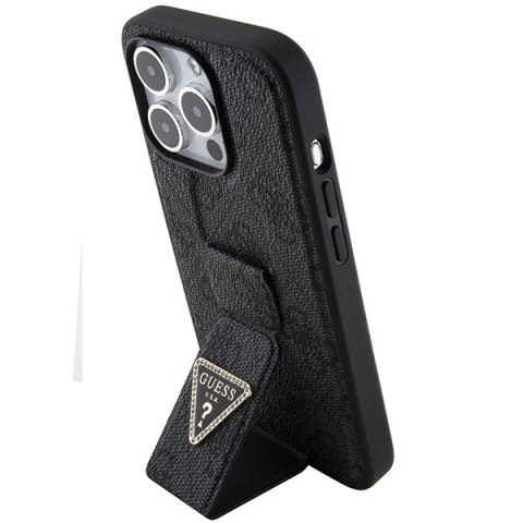 Guess GUHCP15LPGS4TDK i Phone 15 Pro 6.1" czarny/black hardcase Grip Stand 4G Triangle Strass
