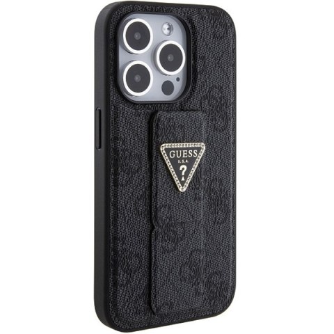 Guess GUHCP15LPGS4TDK i Phone 15 Pro 6.1" czarny/black hardcase Grip Stand 4G Triangle Strass