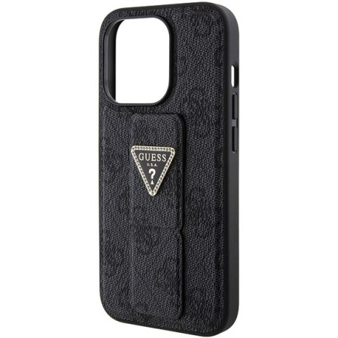 Guess GUHCP15LPGS4TDK i Phone 15 Pro 6.1" czarny/black hardcase Grip Stand 4G Triangle Strass