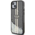 Guess GUHCP15MLFCSEGK i Phone 15 Plus / 14 Plus 6.7" czarny/black hardcase Liquid Glitter Gold Stripes
