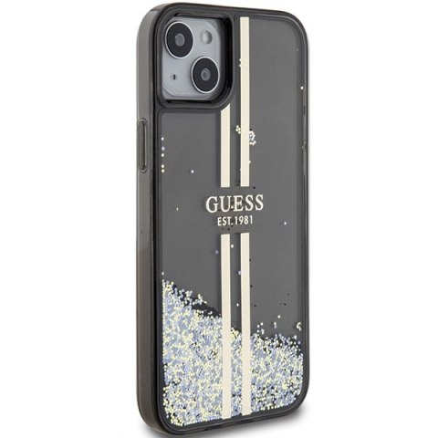 Guess GUHCP15MLFCSEGK i Phone 15 Plus / 14 Plus 6.7" czarny/black hardcase Liquid Glitter Gold Stripes