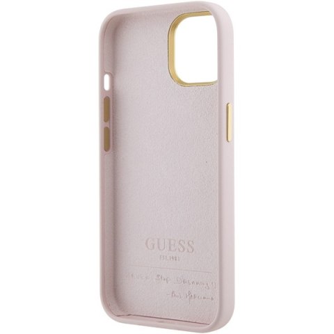 Guess GUHCP15SSMBSLP i Phone 15 / 14 / 13 6.1" różowy/pink hardcase Silicone Script Metal Logo & Frame
