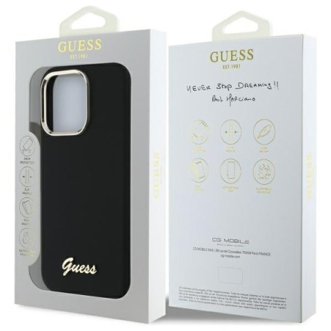 Guess GUHCP16XSMBSLK i Phone 16 Pro Max 6.9" czarny/black hardcase Silicone Script Metal Logo & Frame