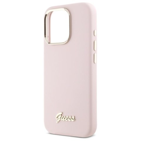 Guess GUHCP16XSMBSLP i Phone 16 Pro Max 6.9" różowy/pink hardcase Silicone Script Metal Logo & Frame