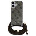 Guess GUHCP16SHC4SEW i Phone 16 6.1" brązowy/brown hardcase Crossbody Cord 4G Print