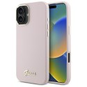 Guess GUHCP16SSMBSLP i Phone 16 6.1" różowy/pink hardcase Silicone Script Metal Logo & Frame
