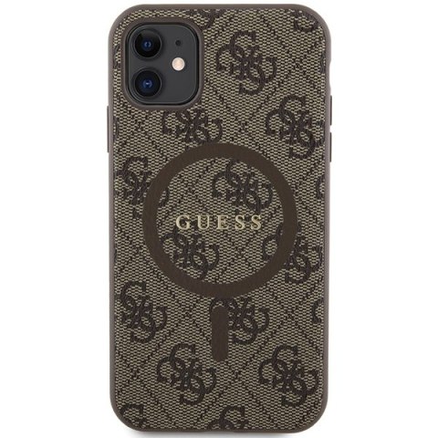 Guess GUHMN61G4GFRW i Phone 11 6.1" / Xr brązowy/brown hardcase 4G Collection Leather Metal Logo Mag Safe