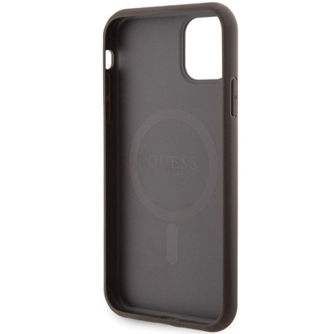 Guess GUHMN61G4GFRW i Phone 11 6.1" / Xr brązowy/brown hardcase 4G Collection Leather Metal Logo Mag Safe
