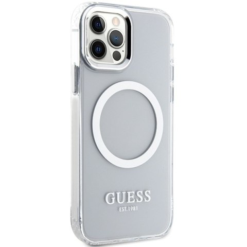 Guess GUHMP12MHTRMS i Phone 12/12 Pro 6.1" srebrny/silver hard case Metal Outline Magsafe