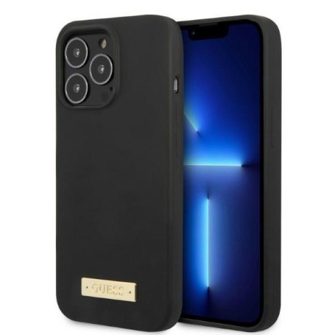 Guess GUHMP13XSPLK i Phone 13 Pro Max 6,7" czarny/black hard case Silicone Logo Plate Mag Safe