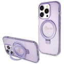 Guess GUHMP13LHRSGSU i Phone 13 Pro / 13 6.1" fioletowy/purple hardcase Ring Stand Script Glitter Mag Safe