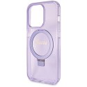 Guess GUHMP13LHRSGSU i Phone 13 Pro / 13 6.1" fioletowy/purple hardcase Ring Stand Script Glitter Mag Safe