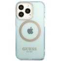 Guess GUHMP13LHTCMB i Phone 13 Pro / 13 6,1" niebieski/blue hard case Gold Outline Translucent Mag Safe
