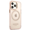 Guess GUHMP13LHTCMP i Phone 13 Pro / 13 6,1" różowy/pink hard case Gold Outline Translucent Mag Safe