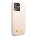 Guess GUHMP13LSPLP i Phone 13 Pro / 13 6,1" różowy/pink hard case Silicone Logo Plate Mag Safe