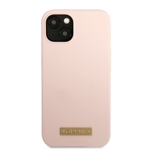 Guess GUHMP13SSBPLP i Phone 13 mini 5,4" różowy/pink hard case Silicone Logo Plate Mag Safe