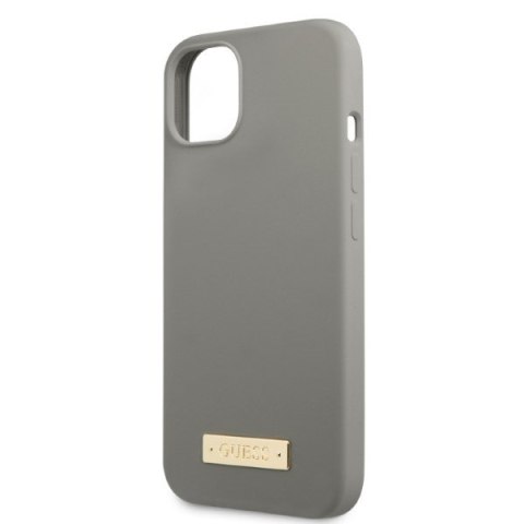 Guess GUHMP13SSPLG i Phone 13 mini 5,4" szary/grey hard case Silicone Logo Plate Mag Safe