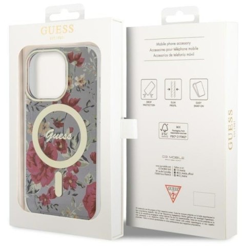 Guess GUHMP14LHCFWSA i Phone 14 Pro 6.1"zielony/khaki hardcase Flower Mag Safe