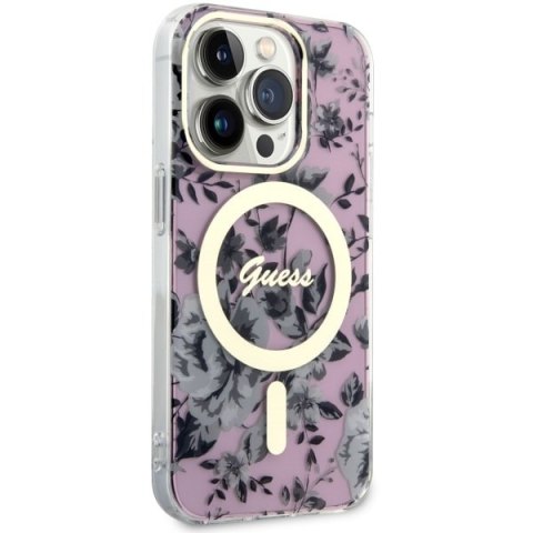 Guess GUHMP14LHCFWSP i Phone 14 Pro 6.1"różowy/pink hardcase Flower Mag Safe