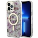 Guess GUHMP14LHCFWST i Phone 14 Pro 6.1"transparent hardcase Flower Mag Safe