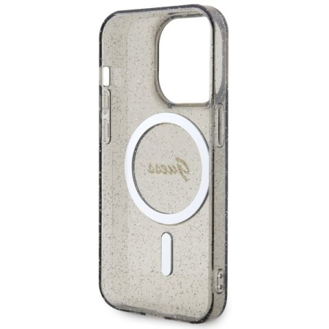Guess GUHMP14LHCMCGK i Phone 14 Pro 6.1"czarny/black hardcase Glitter Gold Mag Safe