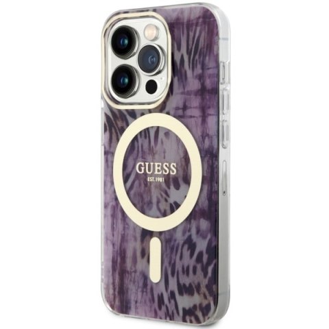 Guess GUHMP14LHLEOPWP i Phone 14 Pro 6.1"różowy/pink hardcase Leopard Mag Safe