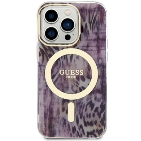 Guess GUHMP14LHLEOPWP i Phone 14 Pro 6.1"różowy/pink hardcase Leopard Mag Safe