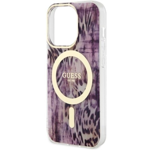 Guess GUHMP14LHLEOPWP i Phone 14 Pro 6.1"różowy/pink hardcase Leopard Mag Safe