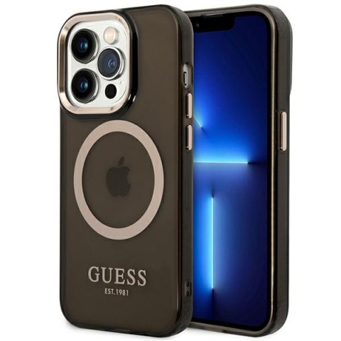 Guess GUHMP14LHTCMK i Phone 14 Pro 6,1" czarny/black hard case Gold Outline Translucent Mag Safe