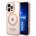 Guess GUHMP14LHTCMP i Phone 14 Pro 6,1" różowy/pink hard case Gold Outline Translucent Mag Safe