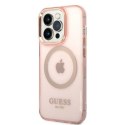 Guess GUHMP14LHTCMP i Phone 14 Pro 6,1" różowy/pink hard case Gold Outline Translucent Mag Safe