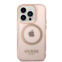 Guess GUHMP14LHTCMP i Phone 14 Pro 6,1" różowy/pink hard case Gold Outline Translucent Mag Safe