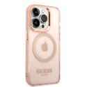 Guess GUHMP14LHTCMP i Phone 14 Pro 6,1" różowy/pink hard case Gold Outline Translucent Mag Safe