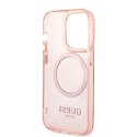 Guess GUHMP14LHTCMP i Phone 14 Pro 6,1" różowy/pink hard case Gold Outline Translucent Mag Safe