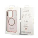Guess GUHMP14LHTCMP i Phone 14 Pro 6,1" różowy/pink hard case Gold Outline Translucent Mag Safe