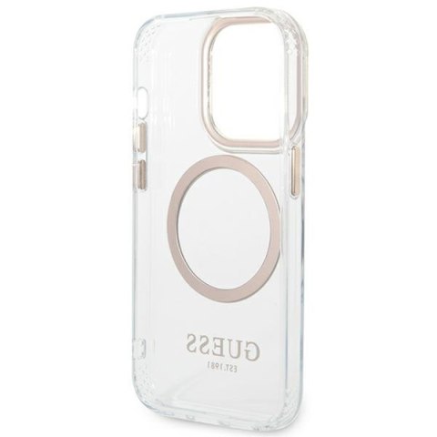 Guess GUHMP14LHTRMD i Phone 14 Pro 6,1" złoty/gold hard case Metal Outline Magsafe