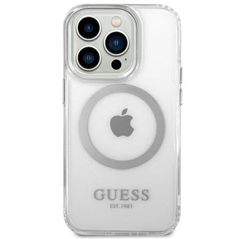 Guess GUHMP14LHTRMS i Phone 14 Pro 6,1" srebrny/silver hard case Metal Outline Magsafe