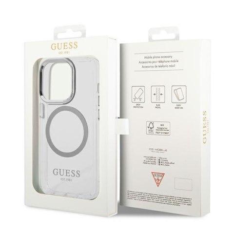Guess GUHMP14LHTRMS i Phone 14 Pro 6,1" srebrny/silver hard case Metal Outline Magsafe