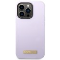 Guess GUHMP14LSBPLU i Phone 14 Pro 6,1" fioletowy/purple hard case Silicone Logo Plate Mag Safe