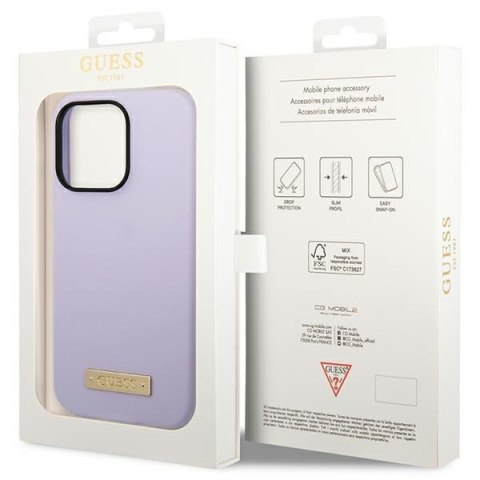 Guess GUHMP14LSBPLU i Phone 14 Pro 6,1" fioletowy/purple hard case Silicone Logo Plate Mag Safe