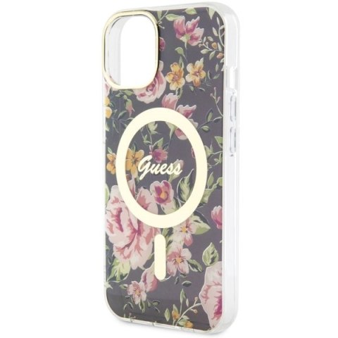 Guess GUHMP14MHCFWSK i Phone 14 Plus/ 15 Plus 6.7" czarny/black hardcase Flower Mag Safe